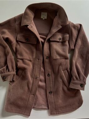 Gentle Fawn Cozy Mauve Shacket Jacket - Long Button Front, oversized style